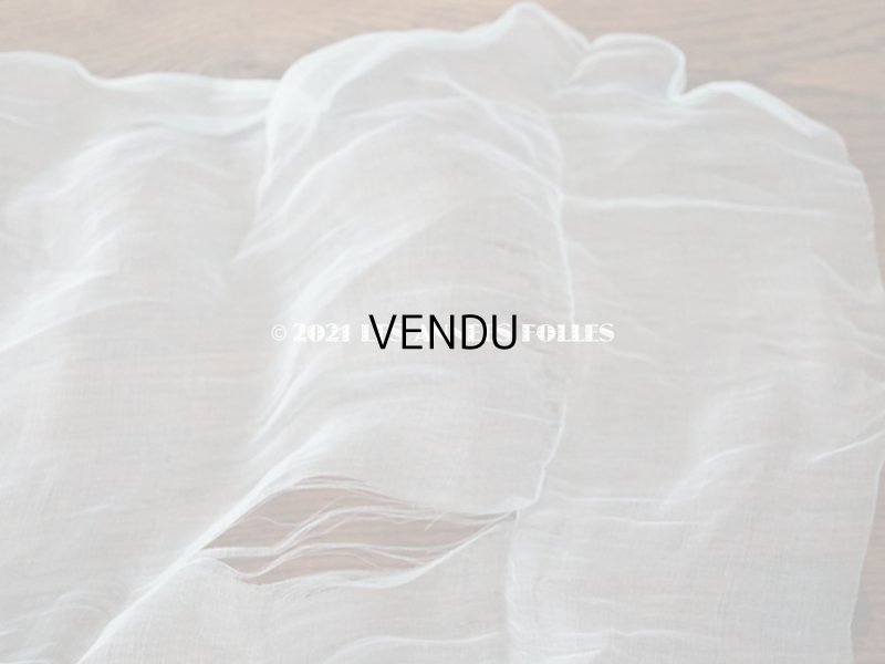 画像7: アンティーク  ベビーブルーのオーガンジー シルク＆レーヨン製 110×90cm