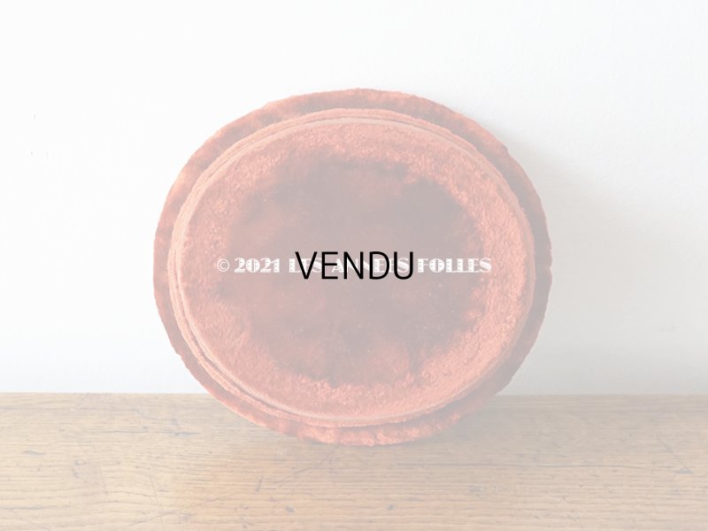 画像3: アンティーク ベルベットの台座  オーバル型 赤