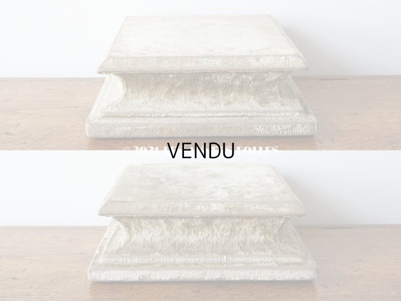 画像6: アンティーク ベルベットの大きな台座 オリーブグリーン スクエア型