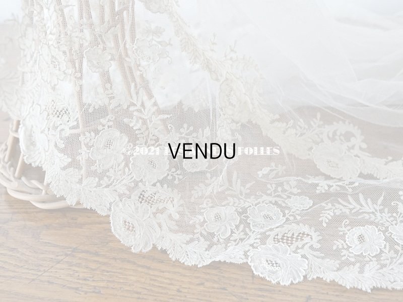 画像8: アンティーク  ウェディングヴェール  約210×194cm アプリカシオン・ブリュッセル (ニードルレース & ボビンレース)　