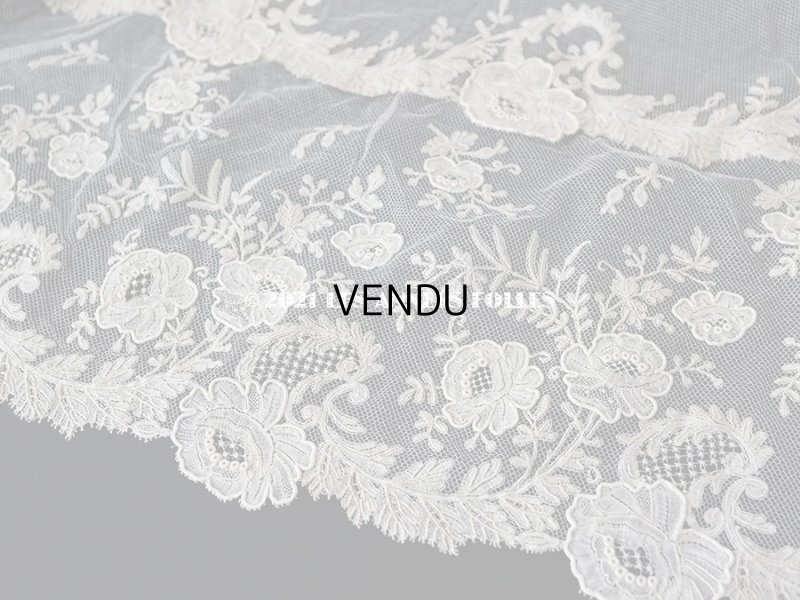 画像18: アンティーク  ウェディングヴェール  約210×194cm アプリカシオン・ブリュッセル (ニードルレース & ボビンレース)　