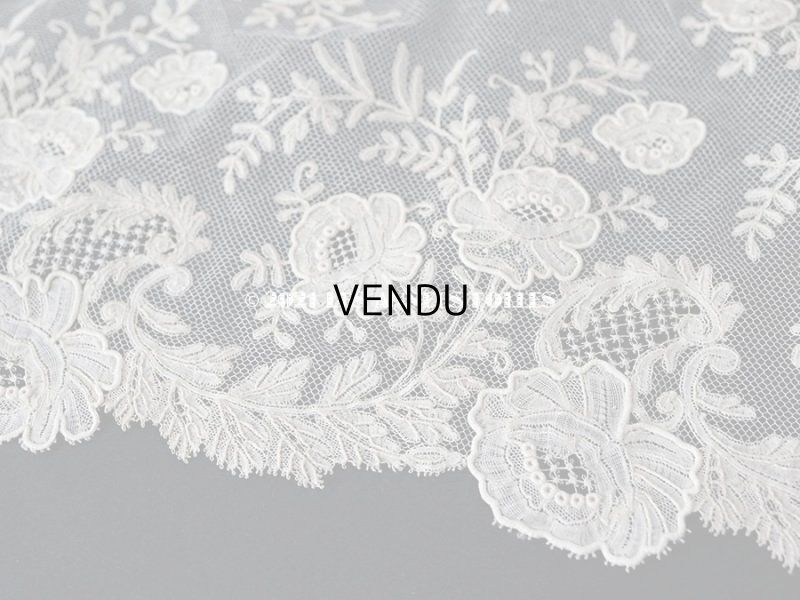 画像19: アンティーク  ウェディングヴェール  約210×194cm アプリカシオン・ブリュッセル (ニードルレース & ボビンレース)　