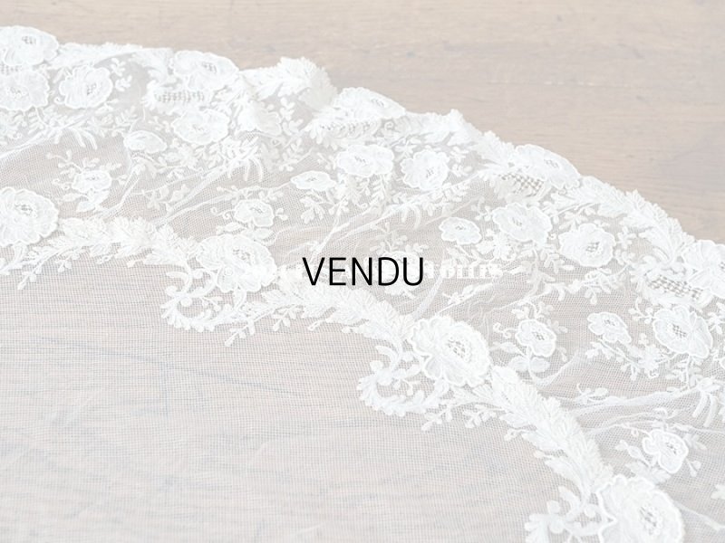 画像9: アンティーク  ウェディングヴェール  約210×194cm アプリカシオン・ブリュッセル (ニードルレース & ボビンレース)　