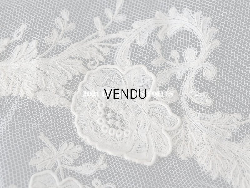 画像20: アンティーク  ウェディングヴェール  約210×194cm アプリカシオン・ブリュッセル (ニードルレース & ボビンレース)　