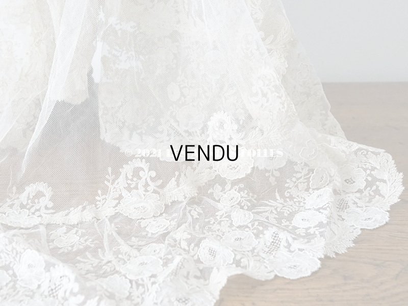 画像3: アンティーク  ウェディングヴェール  約210×194cm アプリカシオン・ブリュッセル (ニードルレース & ボビンレース)　