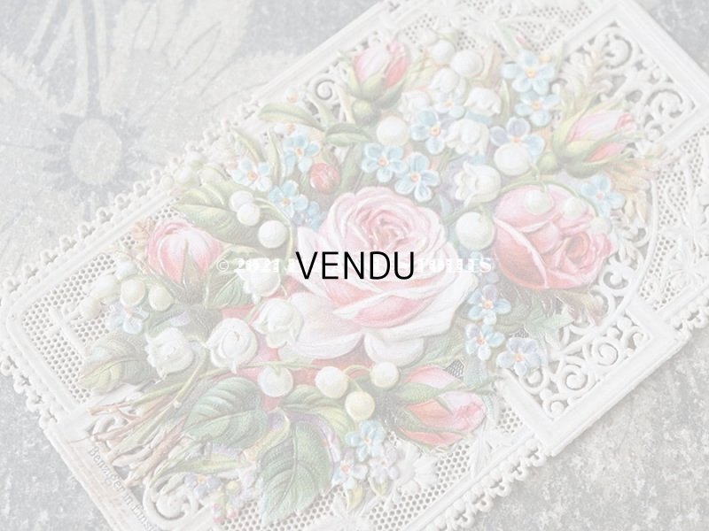 画像5: 19世紀末 アンティーク立体 カニヴェ 薔薇&鈴蘭&勿忘草のブーケ