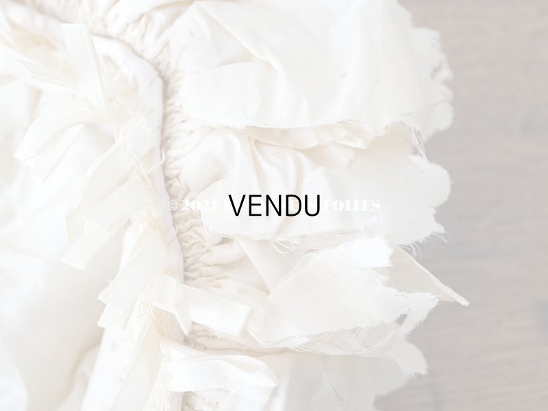 画像14: アンティーク シルク製 小さな女の子用 帽子 アイボリー色 ピンクベージュのリボン＆レース