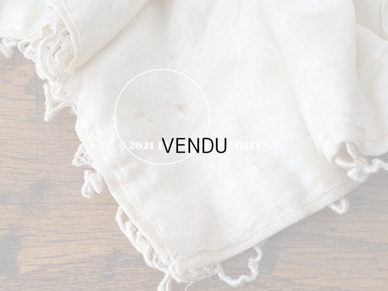 画像17: アンティーク シルク製 小さな女の子用 帽子 アイボリー色 ピンクベージュのリボン＆レース