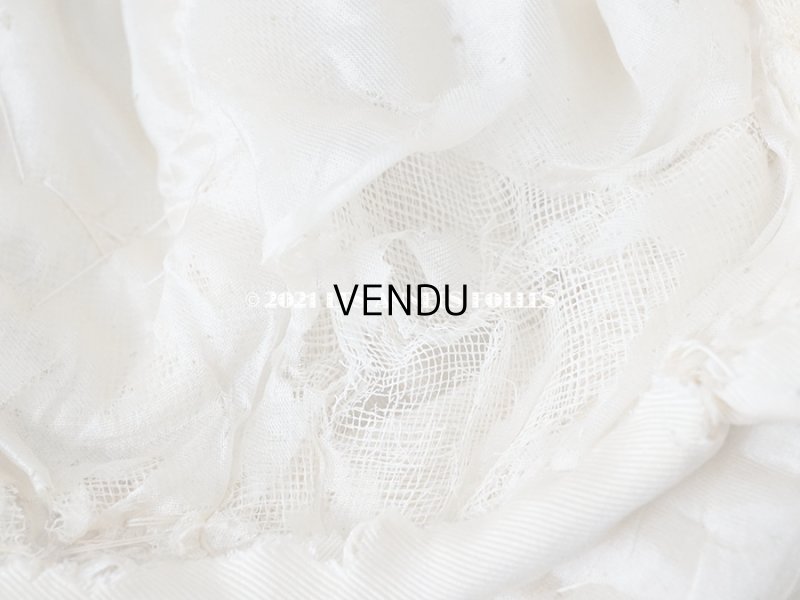 画像16: アンティーク シルク製 小さな女の子用 帽子 アイボリー色 ピンクベージュのリボン＆レース