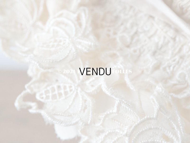 画像10: アンティーク シルク製 小さな女の子用 帽子 アイボリー色 ピンクベージュのリボン＆レース