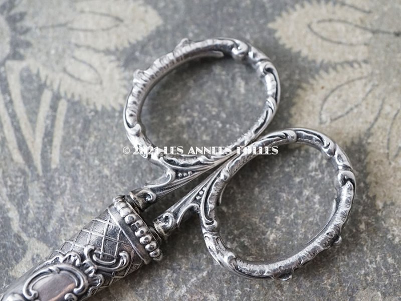 画像7: 1900年頃 アンティーク シルバー製 手芸用ハサミ ケース付き