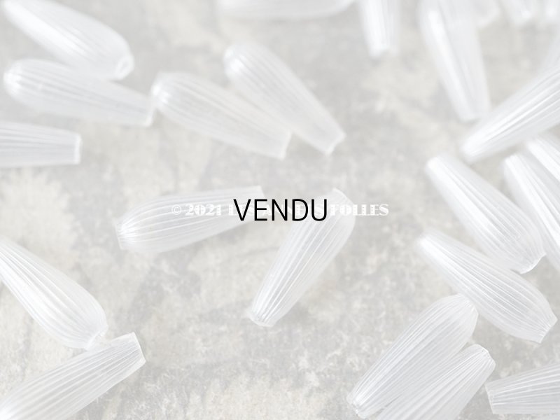 画像4:  【11周年セール対象外】 アンティーク スフレビーズ ライン入り 半透明 ドロップ型 4×11mm 吹きガラス製ビーズ 約130ピースのセット