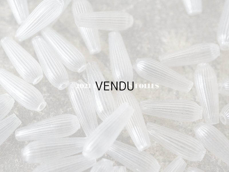 画像5:  【11周年セール対象外】 アンティーク スフレビーズ ライン入り 半透明 ドロップ型 4×11mm 吹きガラス製ビーズ 約130ピースのセット