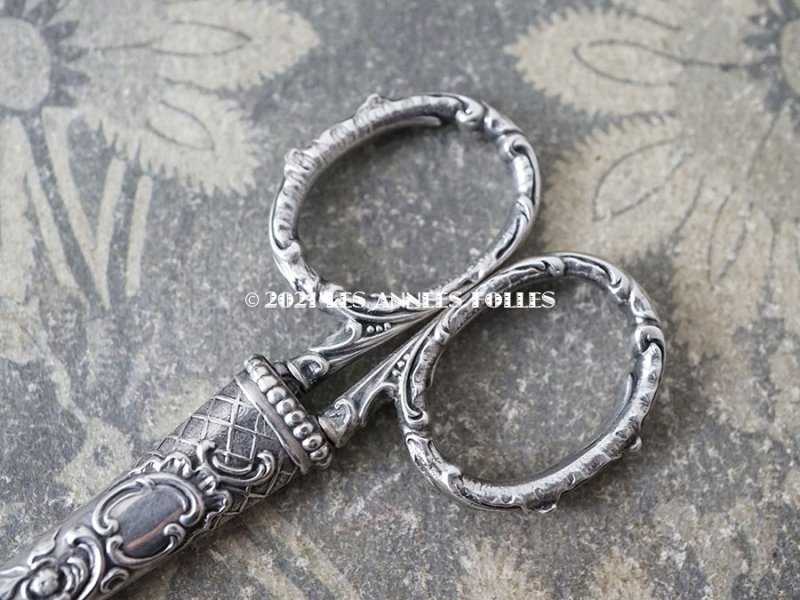 画像4: 1900年頃 アンティーク シルバー製 手芸用ハサミ ケース付き