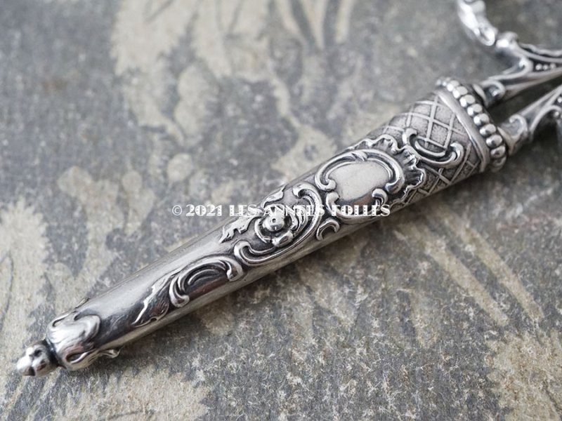 画像3: 1900年頃 アンティーク シルバー製 手芸用ハサミ ケース付き