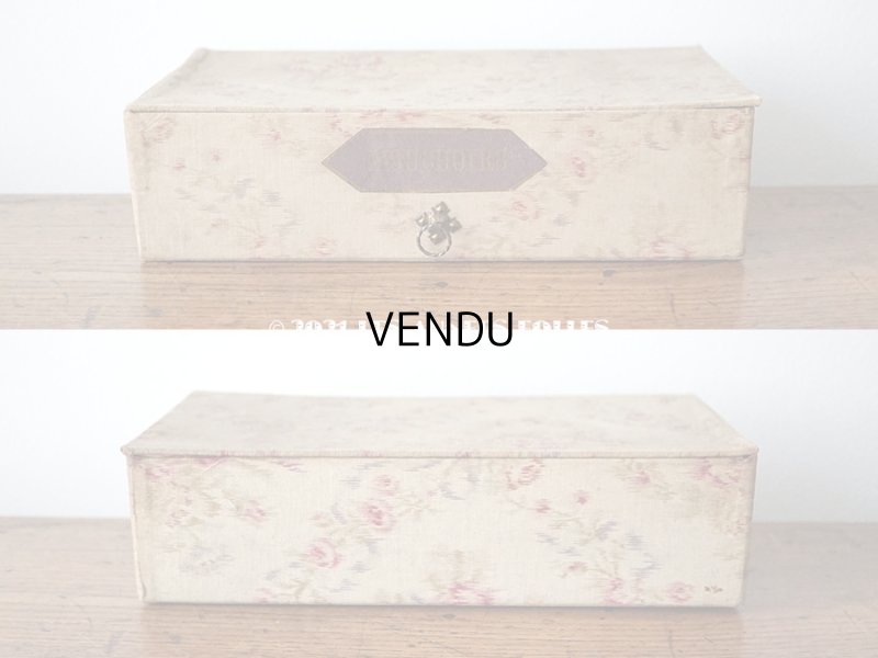 画像7: 【11周年セール対象外】 1900年代 アンティーク 薄紫色のリボン & 薔薇のガーランド  カルトナージュボックス　ハンカチ入れ チェストの引き出し　MOUCHOIR