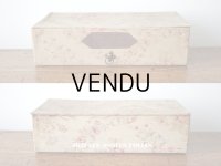 【11周年セール対象外】 1900年代 アンティーク 薄紫色のリボン & 薔薇のガーランド  カルトナージュボックス　ハンカチ入れ チェストの引き出し　MOUCHOIR