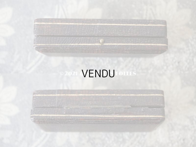 画像3: 【11周年セール対象外】 1900年代 アンティーク 本革製 ジュエリーボックス 金彩入り ダークブラウン