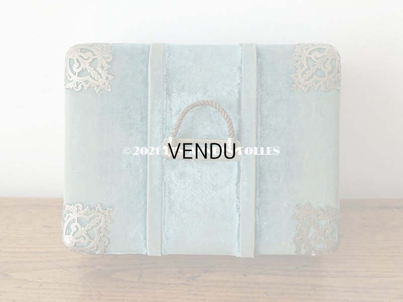 画像11: 【11周年セール対象外】 19世紀末 アンティーク ブルーのベルベットの裁縫箱