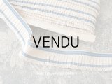 アンティーク  フリルリボン リネン製 ブルーのライン入り 