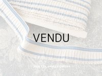 アンティーク  フリルリボン リネン製 ブルーのライン入り 