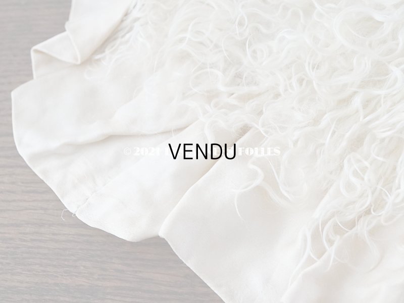 画像4: 【11周年セール対象外】 アンティーク  ベビー用 ベッドカバー オフホワイトのファー & ピンクベージュ  73.5×59.5cm