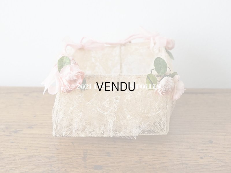 画像5: 【11周年セール対象外】 アンティーク ピンクの薔薇の布花付 ウェディングのドラジェ用パニエ マリアージュ