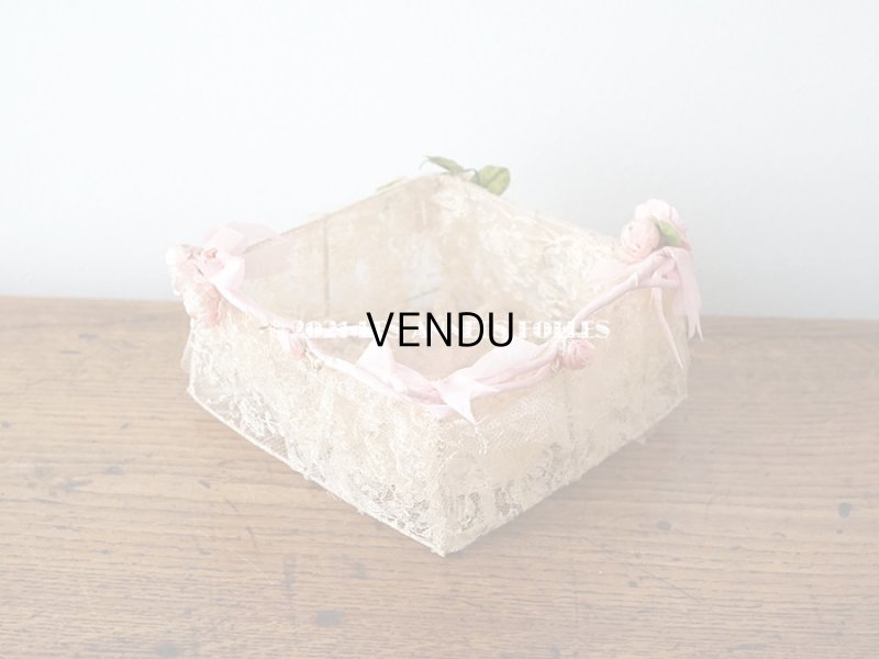 画像3: 【11周年セール対象外】 アンティーク ピンクの薔薇の布花付 ウェディングのドラジェ用パニエ マリアージュ