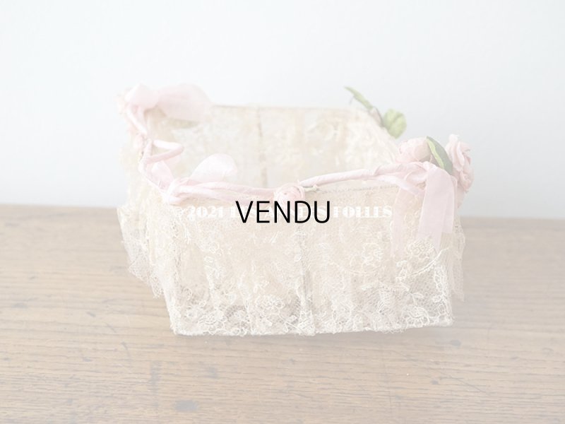 画像6: 【11周年セール対象外】 アンティーク ピンクの薔薇の布花付 ウェディングのドラジェ用パニエ マリアージュ