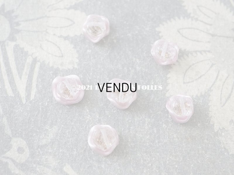 画像5: 【11周年セール対象外】 アンティーク 硝子製 花型のビーズ ピンク 6ピースのセット 約9mm ＆ 約8mm