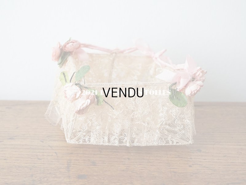 画像4: 【11周年セール対象外】 アンティーク ピンクの薔薇の布花付 ウェディングのドラジェ用パニエ マリアージュ