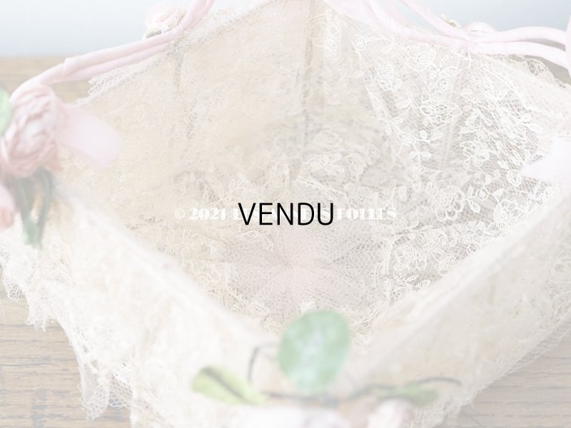 画像8: 【11周年セール対象外】 アンティーク ピンクの薔薇の布花付 ウェディングのドラジェ用パニエ マリアージュ