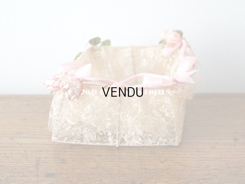 画像7: 【11周年セール対象外】 アンティーク ピンクの薔薇の布花付 ウェディングのドラジェ用パニエ マリアージュ