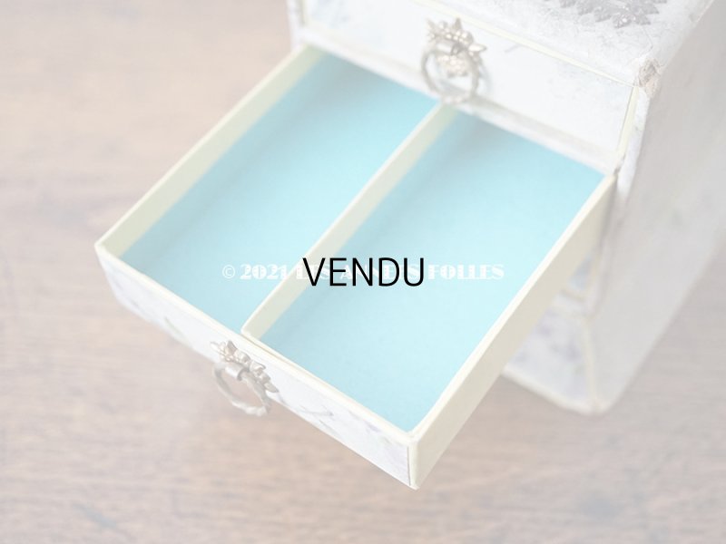 画像11: 【11周年セール対象外】 アンティーク 薄紫の花模様 エパングルケース ベルベットのピンクッション＆ 3段の引き出し