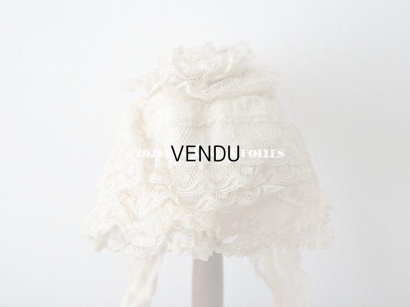 画像7: 【11周年セール対象外】 アンティーク ドール用 シルクオーガンジーのリボン付 フリル＆レースのボネ