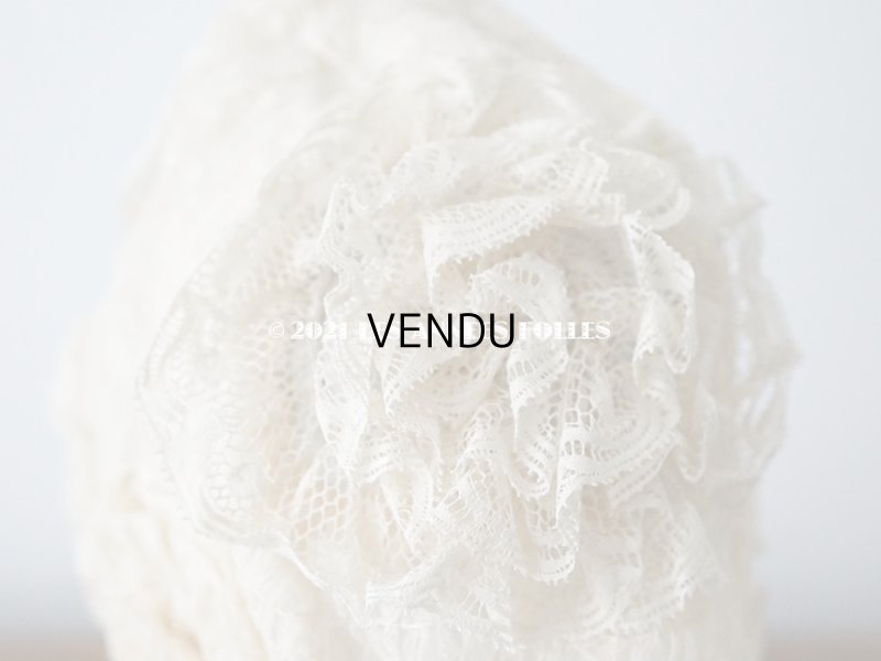 画像11: 【11周年セール対象外】 アンティーク ドール用 シルクオーガンジーのリボン付 フリル＆レースのボネ