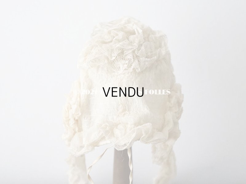 画像6: 【11周年セール対象外】 アンティーク ドール用 シルクオーガンジーのリボン付 フリル＆レースのボネ