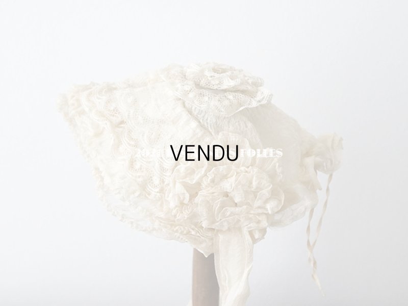 画像4: 【11周年セール対象外】 アンティーク ドール用 シルクオーガンジーのリボン付 フリル＆レースのボネ