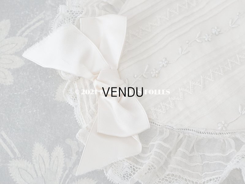 画像4: 【11周年セール対象外】 アンティーク  初聖体のオモニエール 淡いピンクのシルクリボン & 花刺繍入りレースのフリル