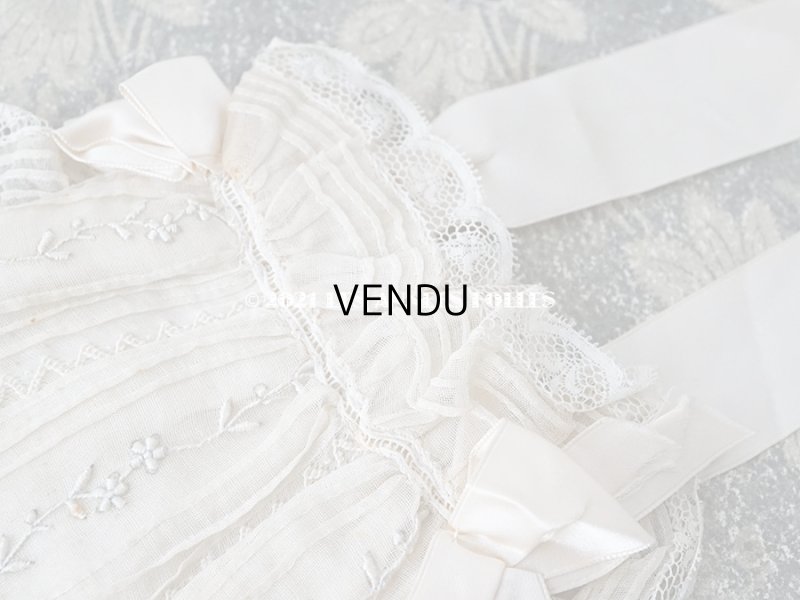 画像7: 【11周年セール対象外】 アンティーク  初聖体のオモニエール 淡いピンクのシルクリボン & 花刺繍入りレースのフリル