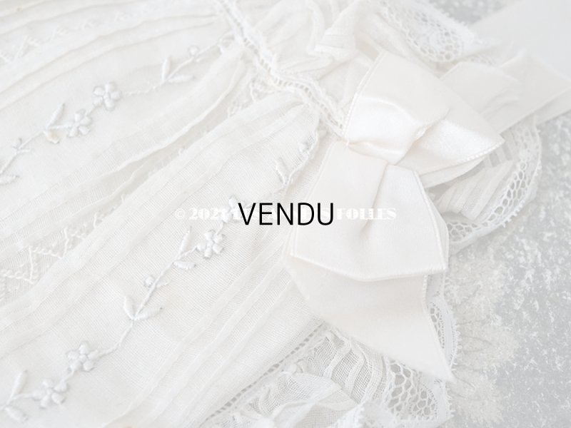 画像5: 【11周年セール対象外】 アンティーク  初聖体のオモニエール 淡いピンクのシルクリボン & 花刺繍入りレースのフリル