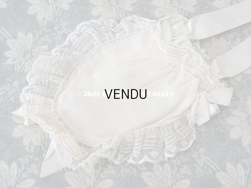 画像10: 【11周年セール対象外】 アンティーク  初聖体のオモニエール 淡いピンクのシルクリボン & 花刺繍入りレースのフリル