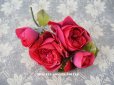 画像1: 新品同様 アンティーク ピンクの薔薇のブーケ 布花 コサージュ クオーター・ロゼット咲き (1)