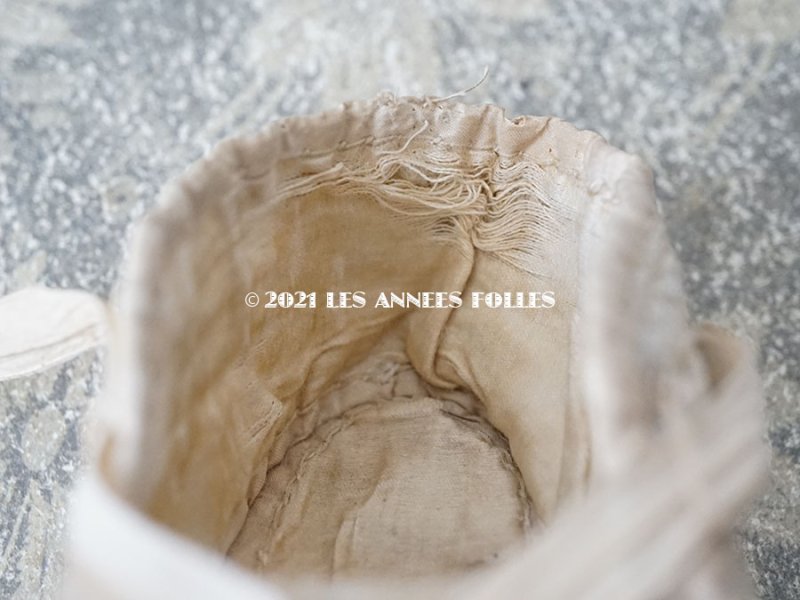 画像12: 1900年代 アンティーク 淡いブルー&オフホワイトのツイード生地 ベビーシューズ