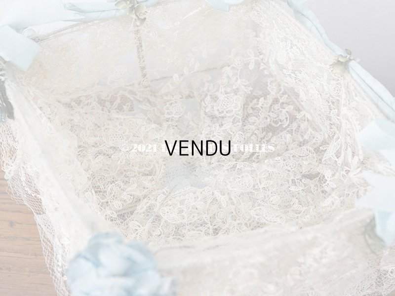 画像4: アンティーク ブルーの薔薇の布花付 ウェディングのドラジェ用パニエ マリアージュ