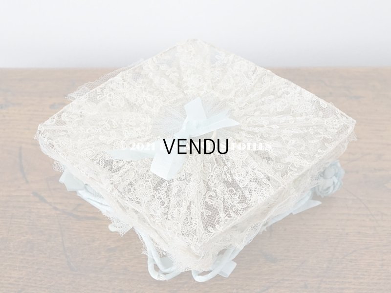 画像5: アンティーク ブルーの薔薇の布花付 ウェディングのドラジェ用パニエ マリアージュ