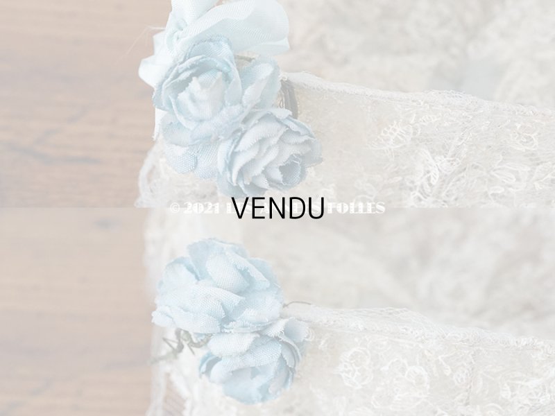 画像8: アンティーク ブルーの薔薇の布花付 ウェディングのドラジェ用パニエ マリアージュ