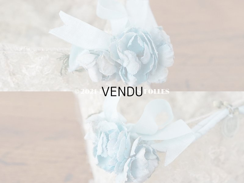 画像9: アンティーク ブルーの薔薇の布花付 ウェディングのドラジェ用パニエ マリアージュ