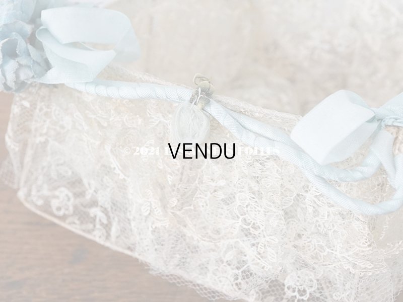 画像10: アンティーク ブルーの薔薇の布花付 ウェディングのドラジェ用パニエ マリアージュ