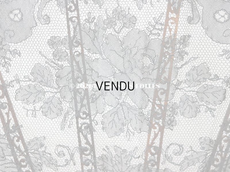 画像13: 1900年代 アンティーク 王冠付き フェザーのファン 箱付き　黒のシャンティーレース